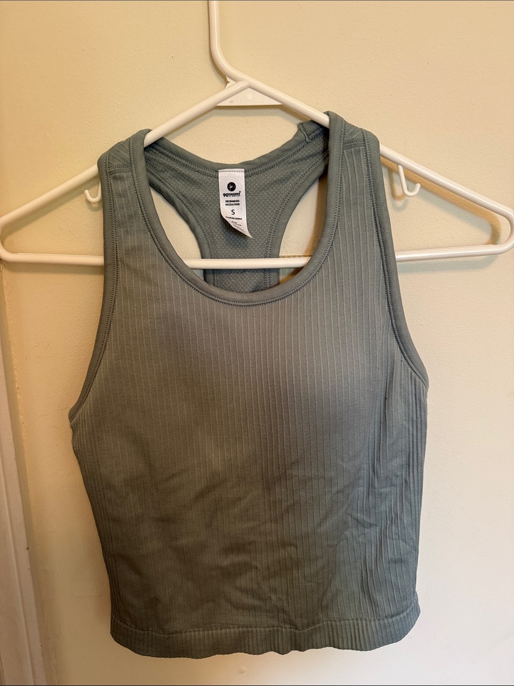 90 Degree By Reflex Sage Ribbed Racerback Crop Tank